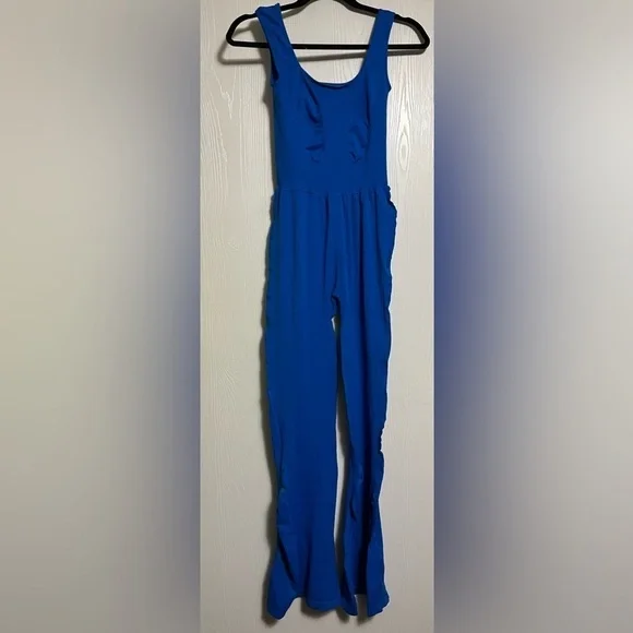 Free People Good Karma Flared Onesie SZ..M/L Blue - Picture 5 of 6